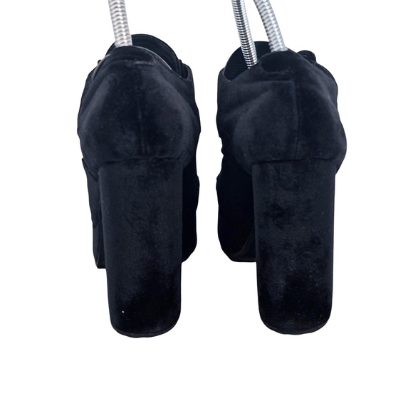 Jeffrey Campbell Pomeroy Black Velvet Platform Brogue Heel Boots 8.5 Y2K Goth - Picture 7 of 10